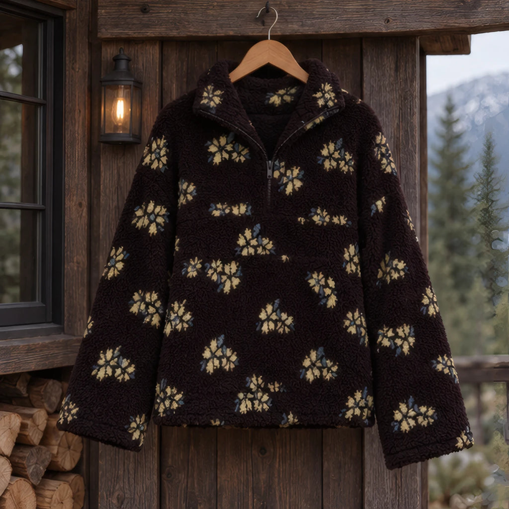 Florentina Women's Floral Sherpa Pullover - Black - female - Brondals - Image 3
