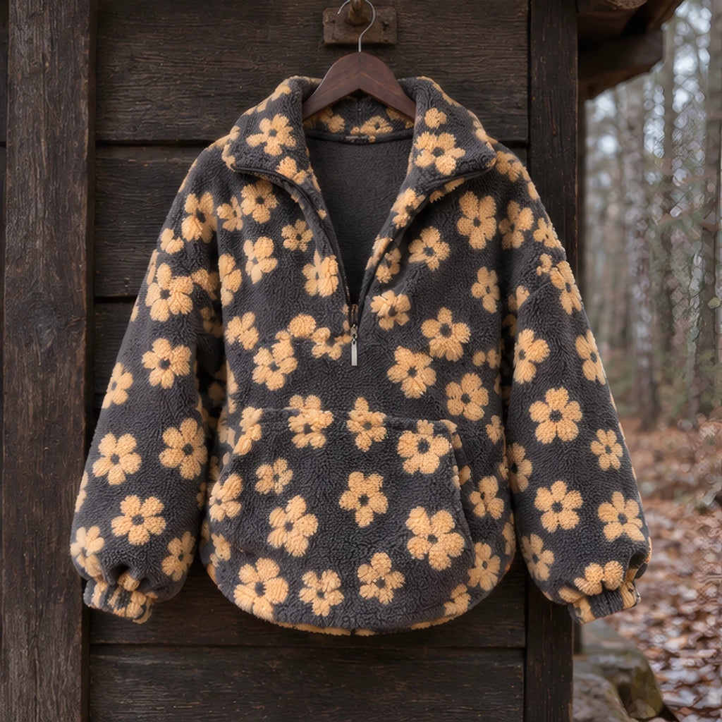 Florentina Women's Floral Sherpa Pullover - Yellow - female - Brondals - Image 3