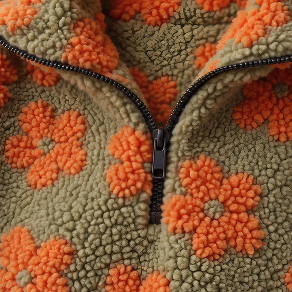 Florentina Women's Floral Sherpa Pullover - Orange - women's clothing - Brondals - Image 4