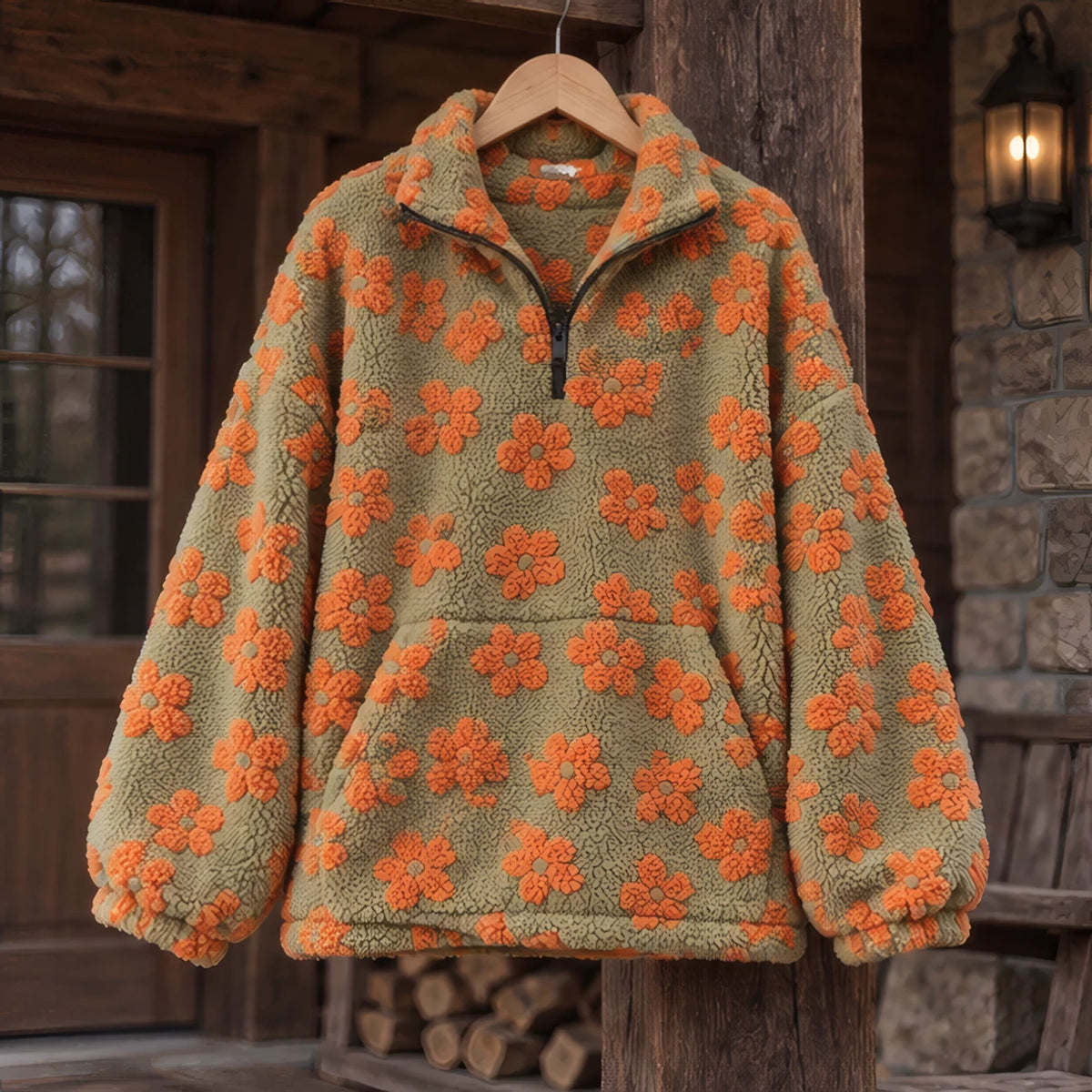 Florentina Women's Floral Sherpa Pullover - Orange - female - Brondals - Image 3