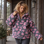 Florentina Women's Floral Sherpa Pullover - Pink - Clothing > Tops > Fleece Pullovers - Brondals - Image 2