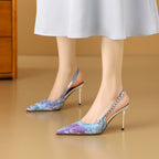 Stilettos de tiras traseras de cristal florentino