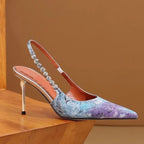 Stilettos de tiras traseras de cristal florentino