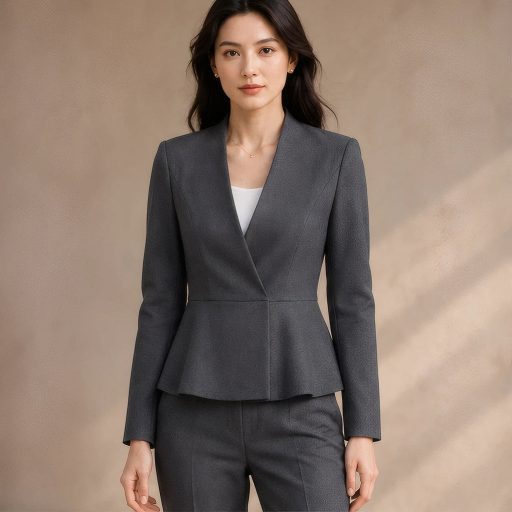 Galina Peplum Blazer - Gray - Women's Clothing > Blazers > Peplum Blazers - Brondals - Image 1