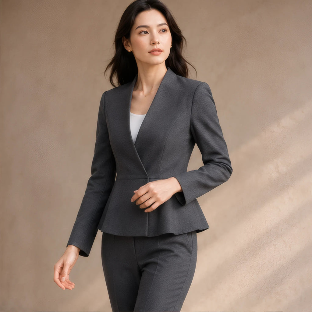 Galina Peplum Blazer - Gray - Catalog Group: Clothing - Brondals - Image 2