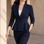 Galina Peplum Blazer - Navy Blue - Catalog Group: Clothing - Brondals - Image 2