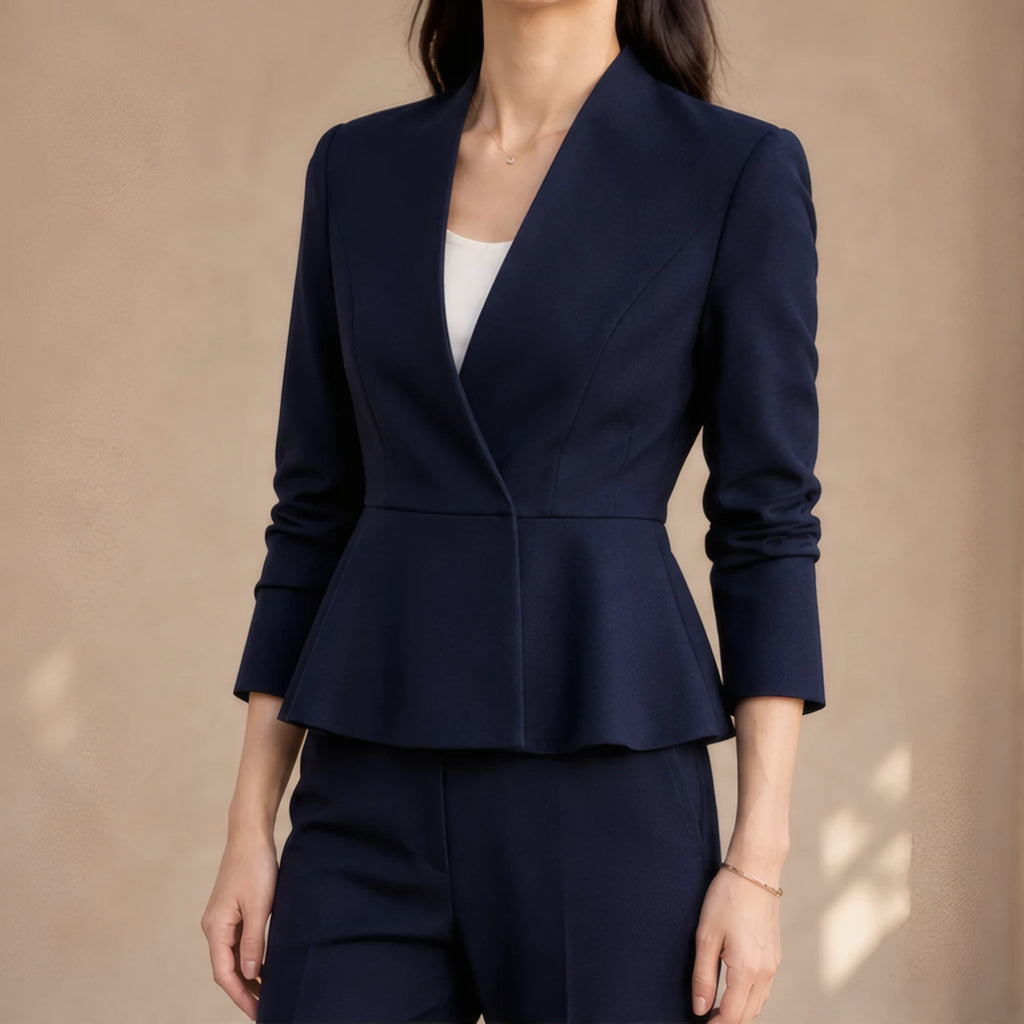 Galina Peplum Blazer - Navy Blue - Women's Clothing > Blazers > Peplum Blazers - Brondals - Image 1