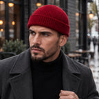 Gareth Stretch Knit Ribbed Beanie - Burgundy - Accessory - Brondals - Image 2