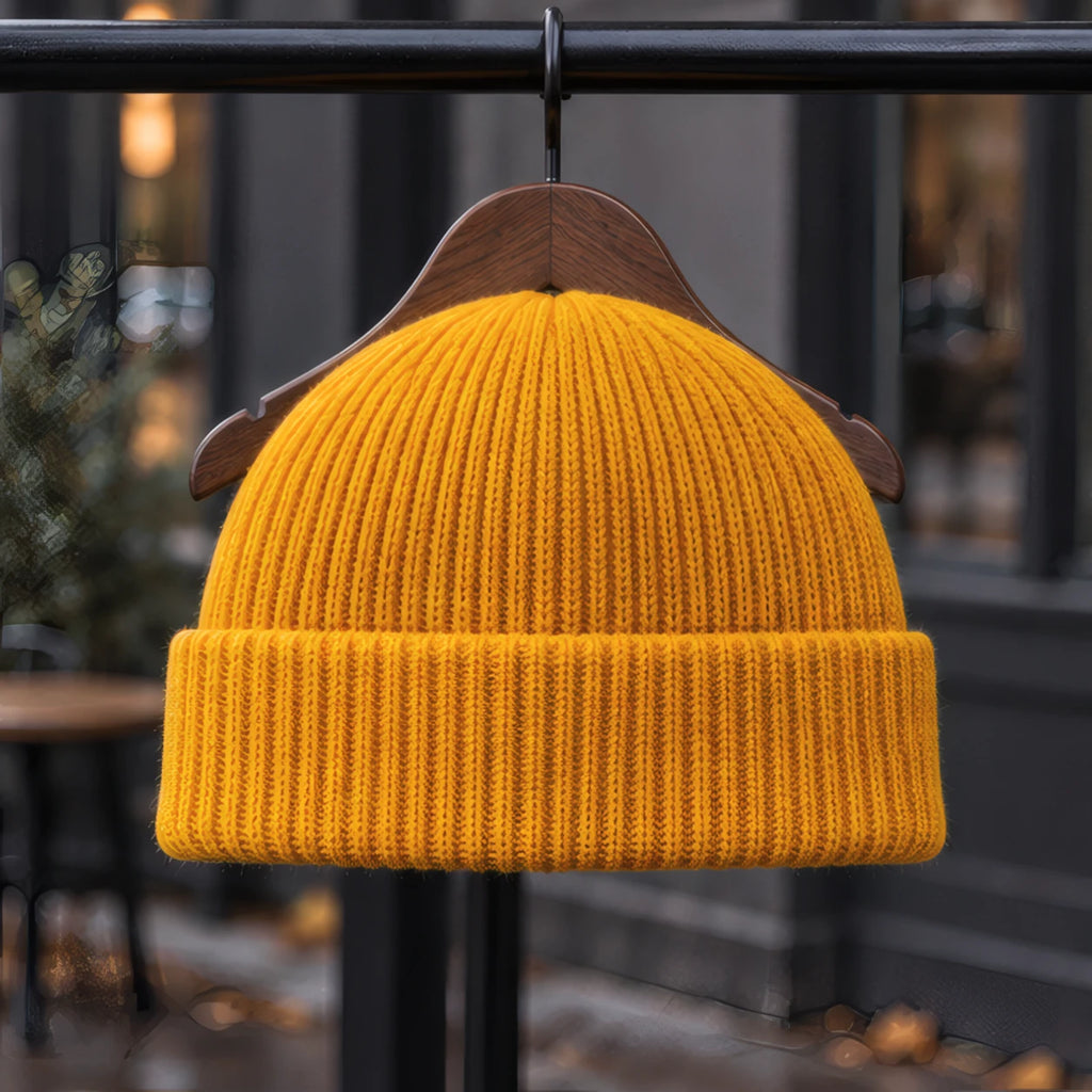 Gareth Stretch Knit Ribbed Beanie - Yellow - beanie - Brondals - Image 3