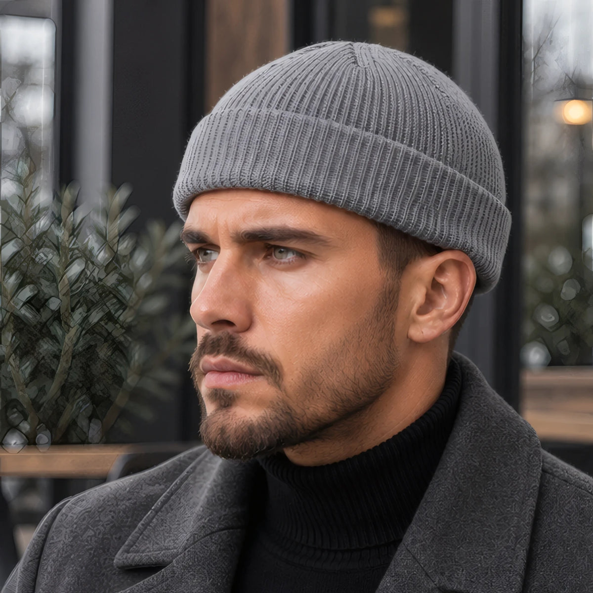 Gareth Stretch Knit Ribbed Beanie - Gray - Clothing Accessories > Hats > Beanies - Brondals - Image 1