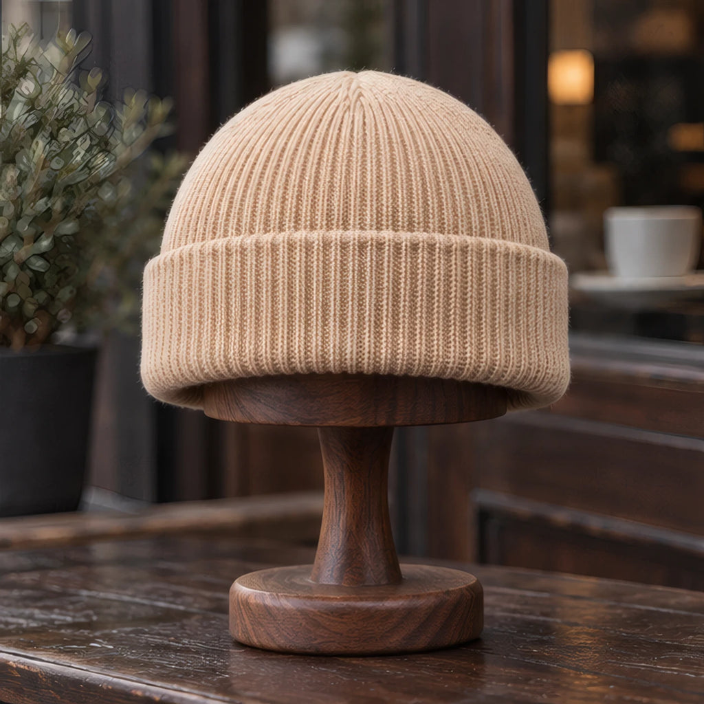 Gareth Stretch Knit Ribbed Beanie - Beige - beanie - Brondals - Image 3