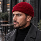 Gareth Stretch Knit Ribbed Beanie - Burgundy - Clothing Accessories > Hats > Beanies - Brondals - Image 1