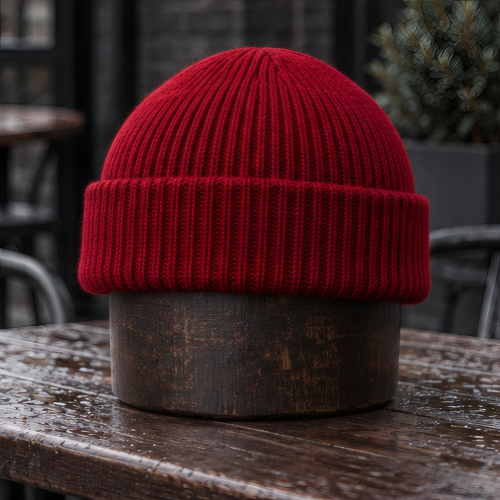 Gareth Stretch Knit Ribbed Beanie - Burgundy - beanie - Brondals - Image 3