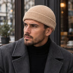 Gareth Stretch Knit Ribbed Beanie - Beige - Clothing Accessories > Hats > Beanies - Brondals - Image 1