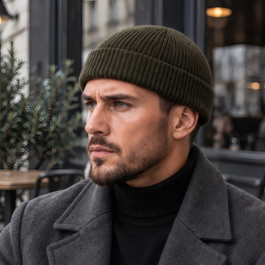 Gareth Stretch Knit Ribbed Beanie - Army green - Clothing Accessories > Hats > Beanies - Brondals - Image 1
