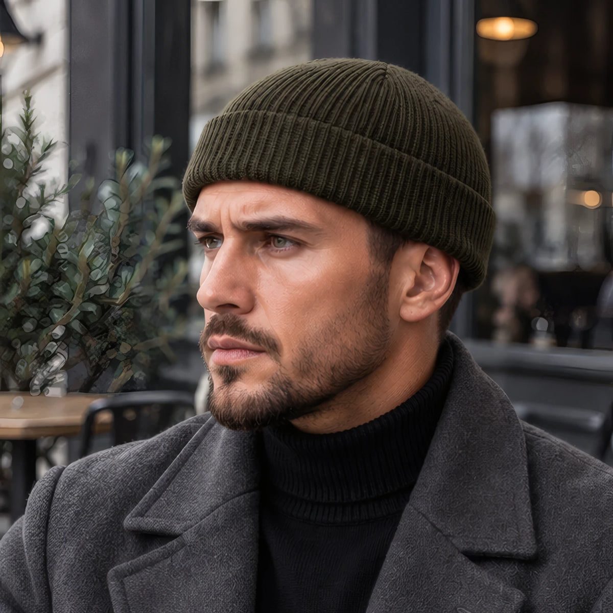 Gareth Stretch Knit Ribbed Beanie - Army green - Clothing Accessories > Hats > Beanies - Brondals - Image 1