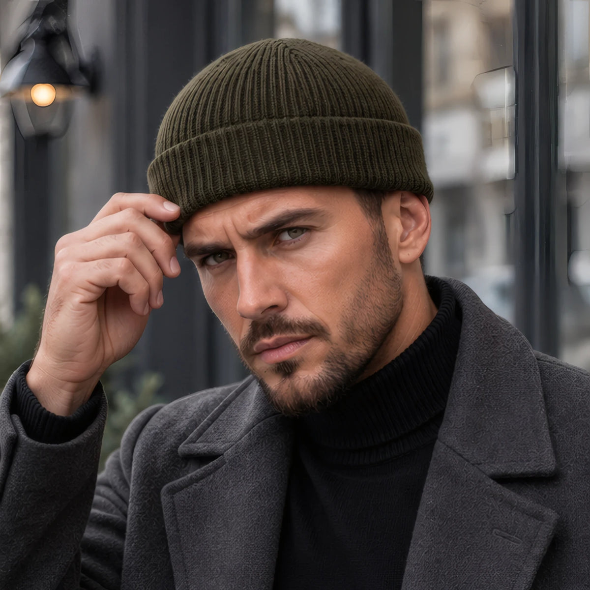 Gareth Stretch Knit Ribbed Beanie - Army green - Accessory - Brondals - Image 2