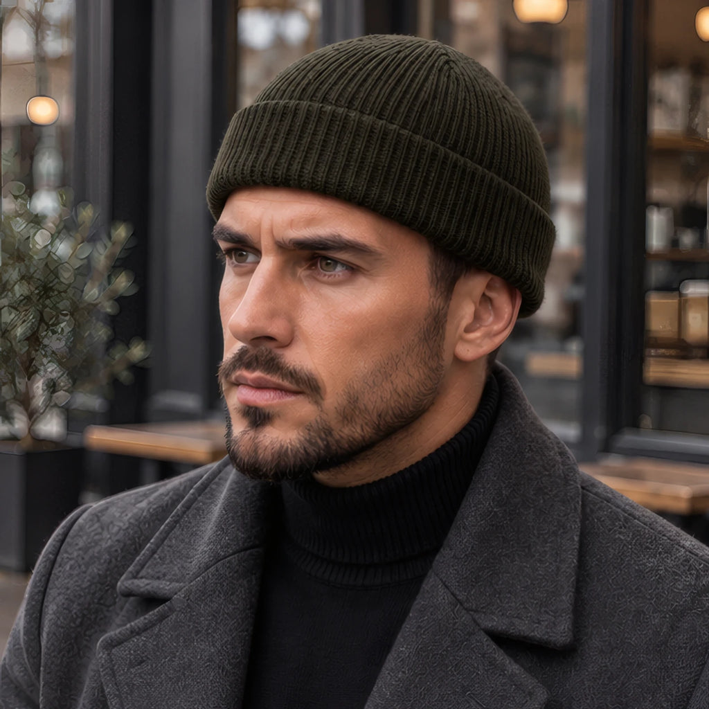 Gareth Stretch Knit Ribbed Beanie - Black - Clothing Accessories > Hats > Beanies - Brondals - Image 1