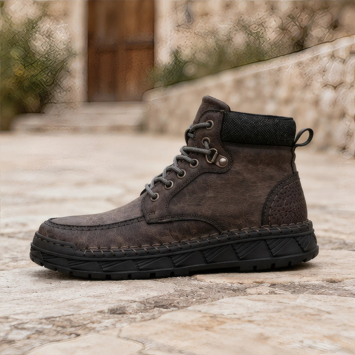 Garrett Men's Moc-Toe Boots - Charcoal Brown - Footwear Style: Boots - Brondals - Image 4