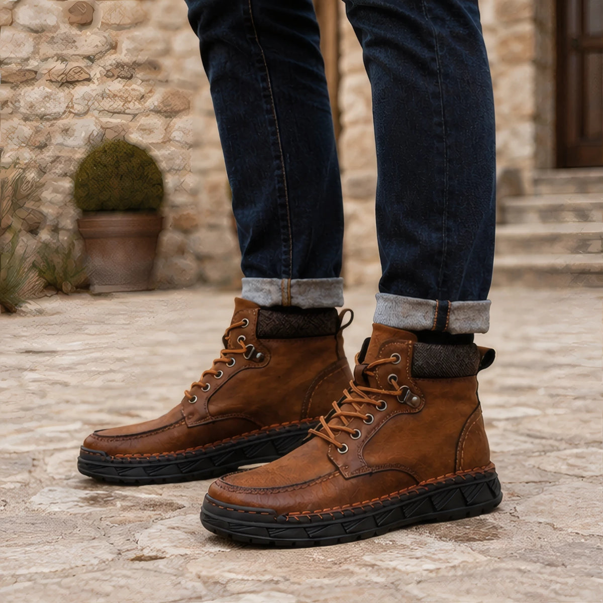 Garrett Men's Moc-Toe Boots - Chestnut Brown - Men's Footwear > Boots > Moc-Toe Boots - Brondals - Image 1