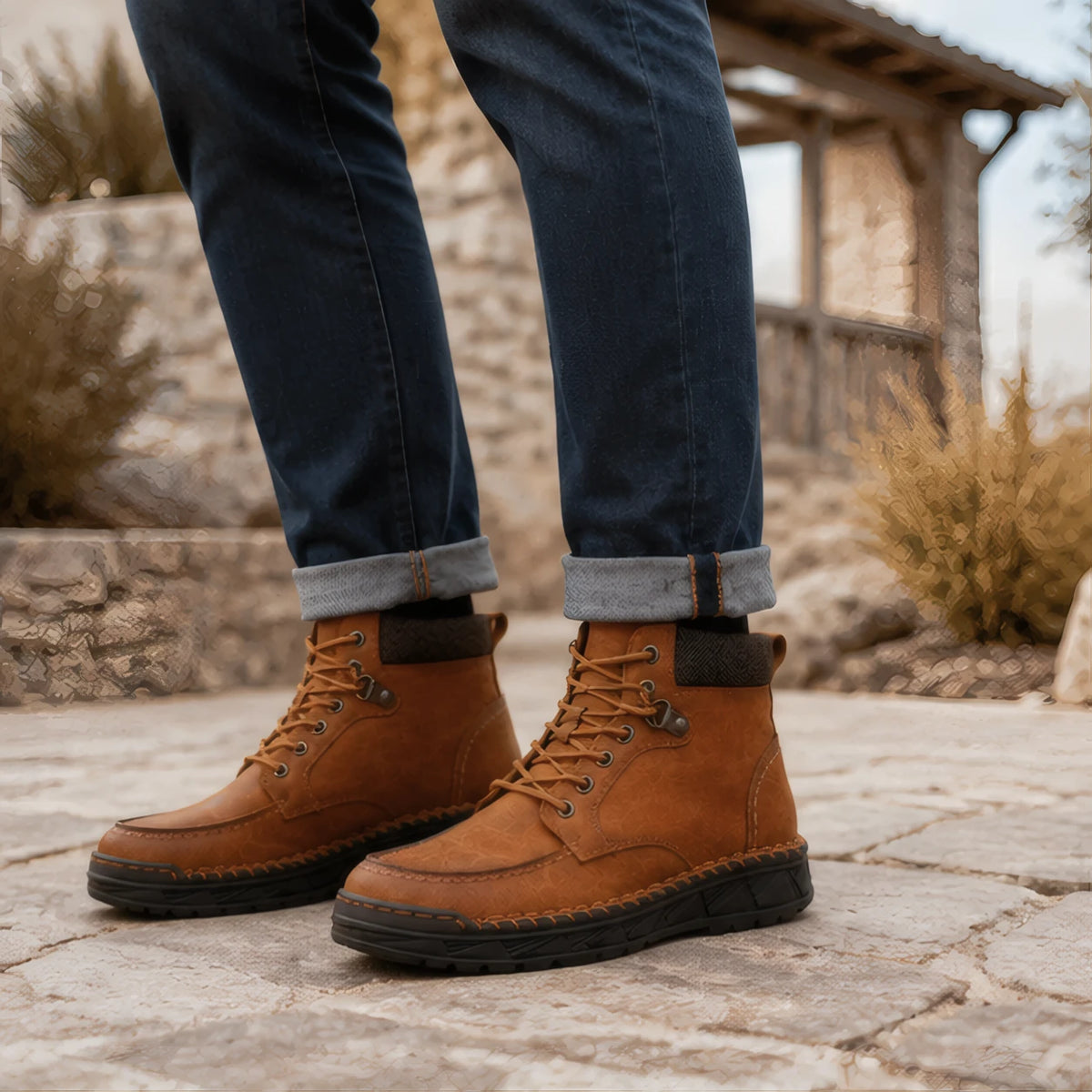 Garrett Men's Moc-Toe Boots - Saddle Tan - Men's Footwear > Boots > Moc-Toe Boots - Brondals - Image 1