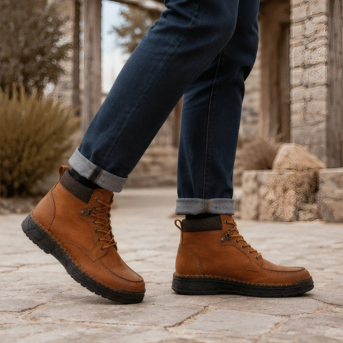 Garrett Men's Moc-Toe Boots - Saddle Tan - Catalog Group: Footwear - Brondals - Image 2