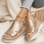 Gilda Metallic Cushioned Wedge Sandals - Gold - Women's Footwear > Sandals > Wedge Sandals - Brondals - Image 3