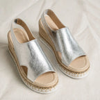 Gilda Metallic Cushioned Wedge Sandals - Silver - Women's Footwear > Sandals > Wedge Sandals - Brondals - Image 1