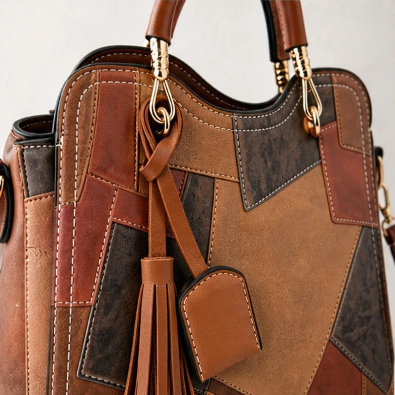 Gisela Panelled Structured Top-Handle Handbag - Umber - Women's Accessories > Structured Top-Handle Handbags - Brondals - Image 2