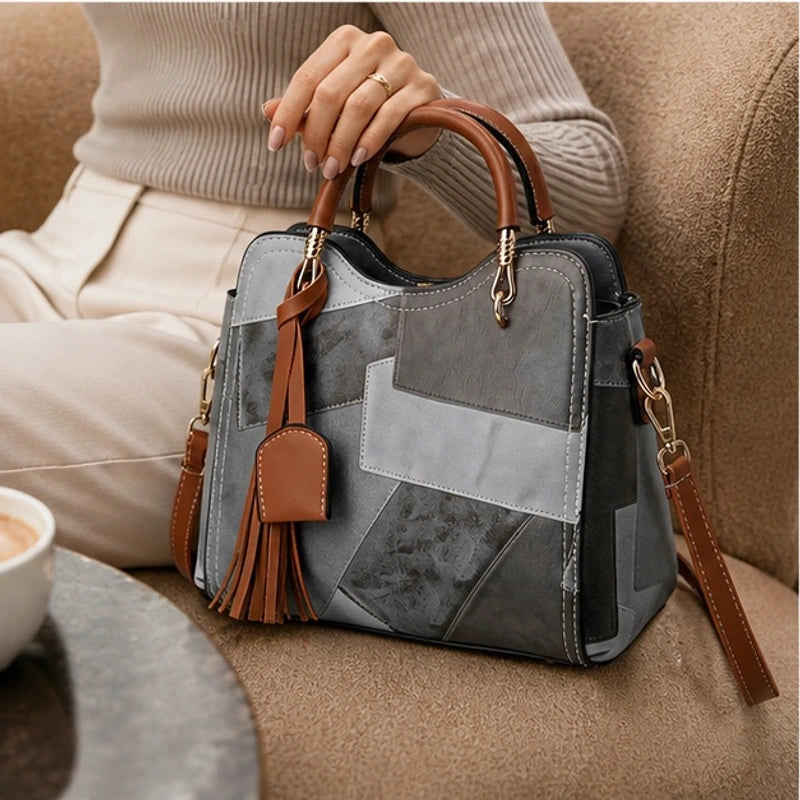 Gisela Panelled Structured Top-Handle Handbag - Slate - female - Brondals - Image 3