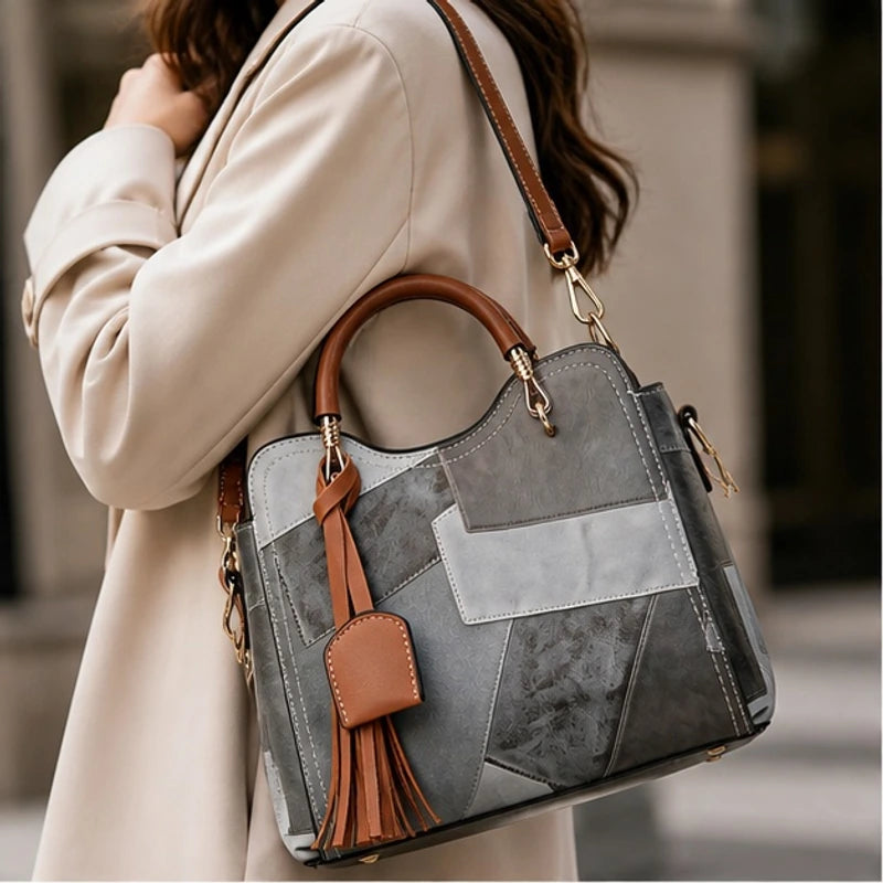 Gisela Panelled Structured Top-Handle Handbag - Slate - Women's Accessories > Structured Top-Handle Handbags - Brondals - Image 2