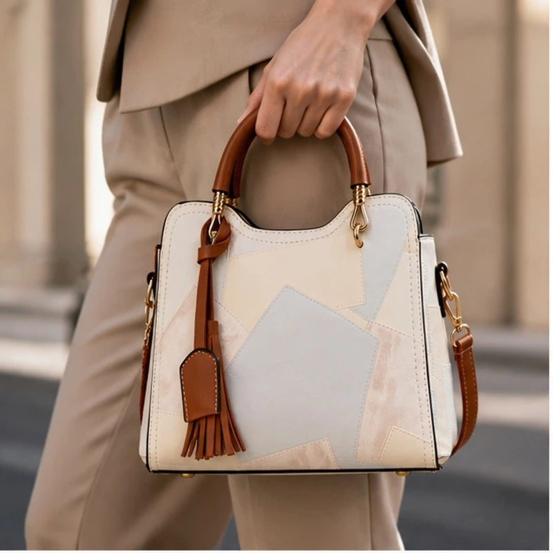 Gisela Panelled Structured Top-Handle Handbag - Bone - Women's Accessories > Structured Top-Handle Handbags - Brondals - Image 2