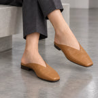 Giulia Women's Metallic Square-Toe Leather Flat Mules - Brown - wap - Brondals - Image 2