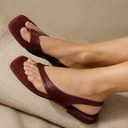 Greta Genuine Leather Flat Sandal - Maroon - toe post sandal - Brondals - Image 4