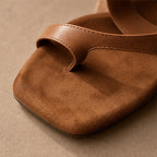 Greta Genuine Leather Flat Sandal - Brown - flat sandals - Brondals - Image 3