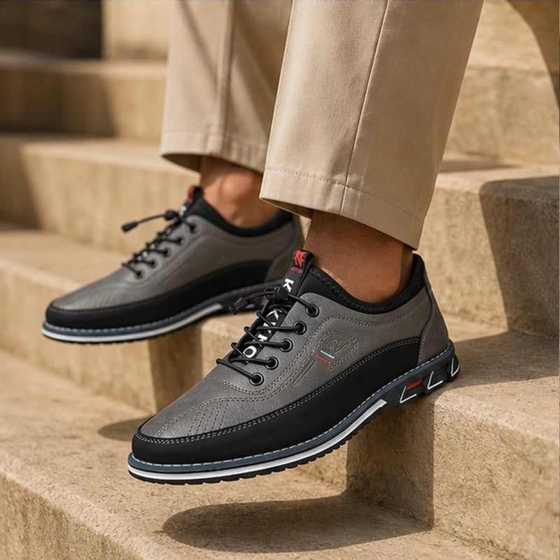Griffin Leather Sneakers - Gray - premium leather - Brondals - Image 3