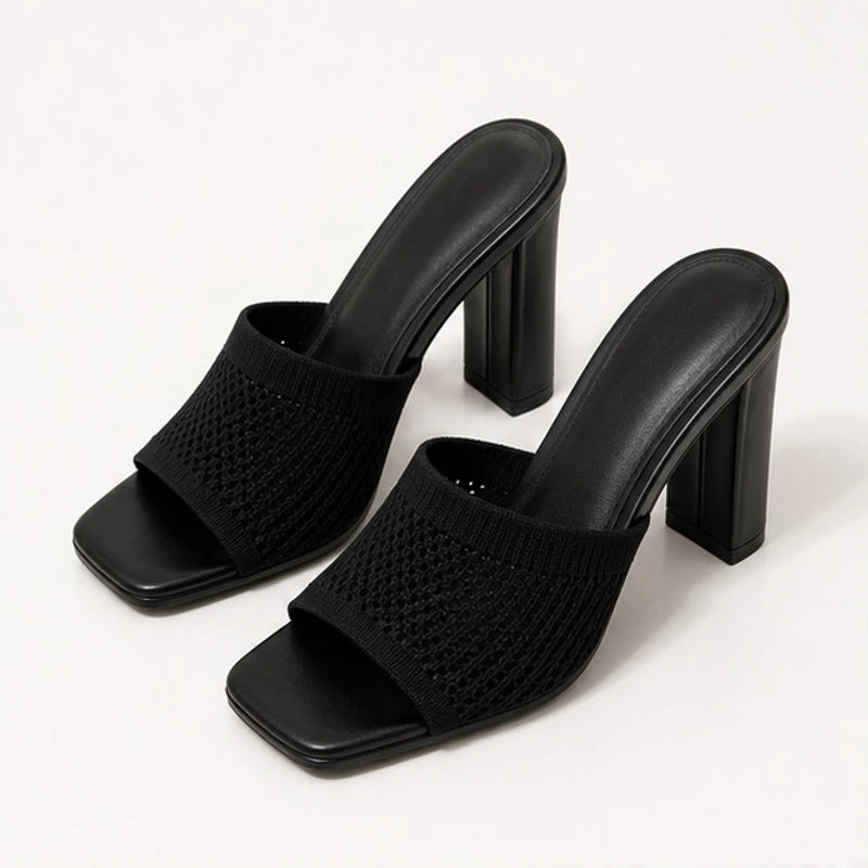 Gwendolyn Soft Knit Platform Sandals - Black - Sandals - Brondals - Image 1