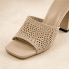 Gwendolyn Soft Knit Platform Sandals - Beige - women's sandals - Brondals - Image 2