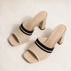 Gwendolyn Soft Knit Platform Sandals - Beige Trim - Sandals - Brondals - Image 1