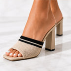 Gwendolyn Soft Knit Platform Sandals - Beige Trim - platform sandals - Brondals - Image 3