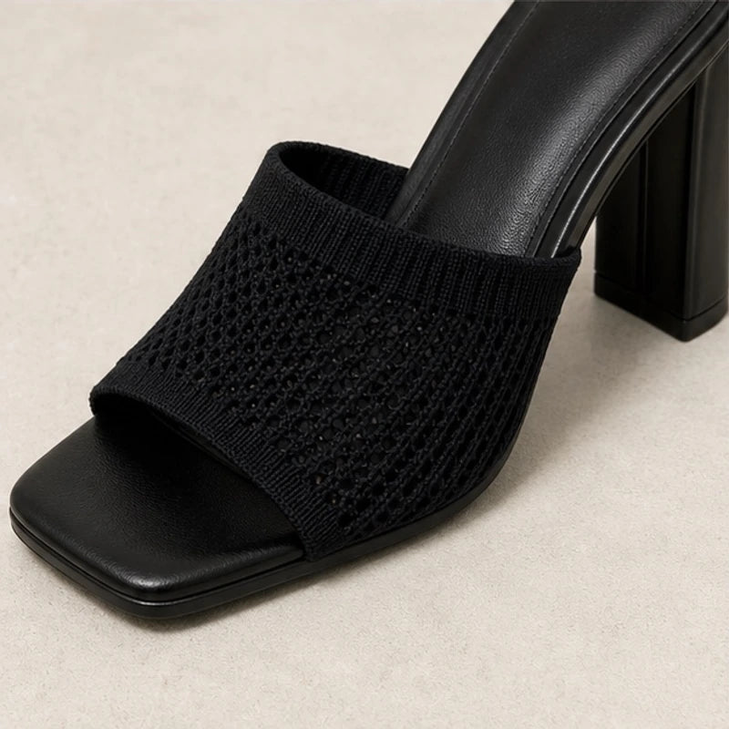 Gwendolyn Soft Knit Platform Sandals - Black - women's sandals - Brondals - Image 2