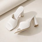 Gwendolyn Soft Knit Platform Sandals - White - Sandals - Brondals - Image 1