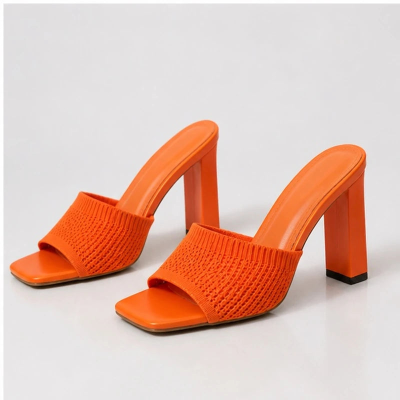 Gwendolyn Soft Knit Platform Sandals - Orange - Sandals - Brondals - Image 1