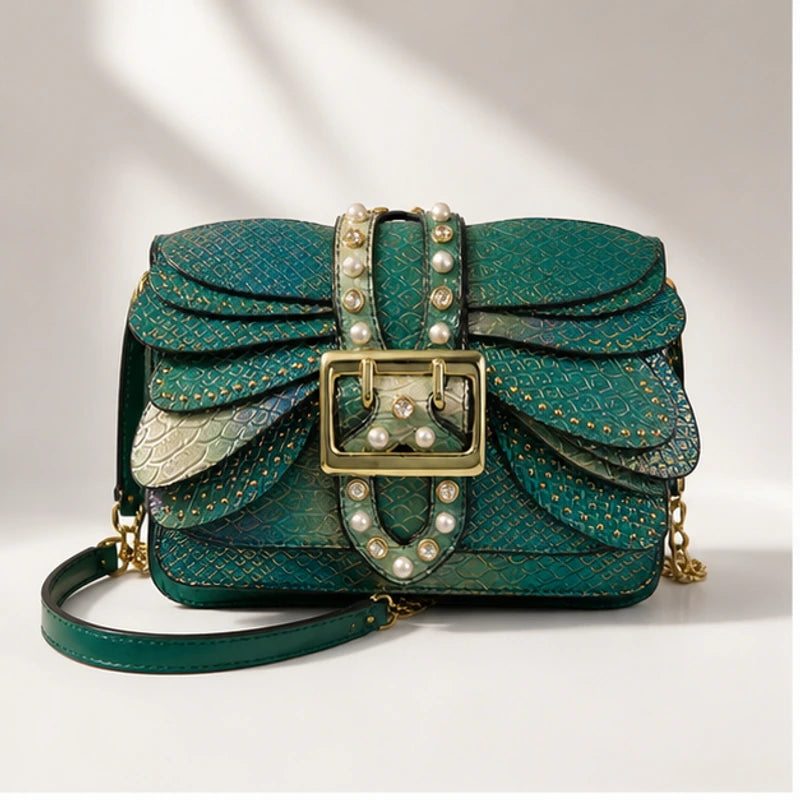 Aeshna Leather Crossbody Bag - Green - Handbags - Brondals - Image 1