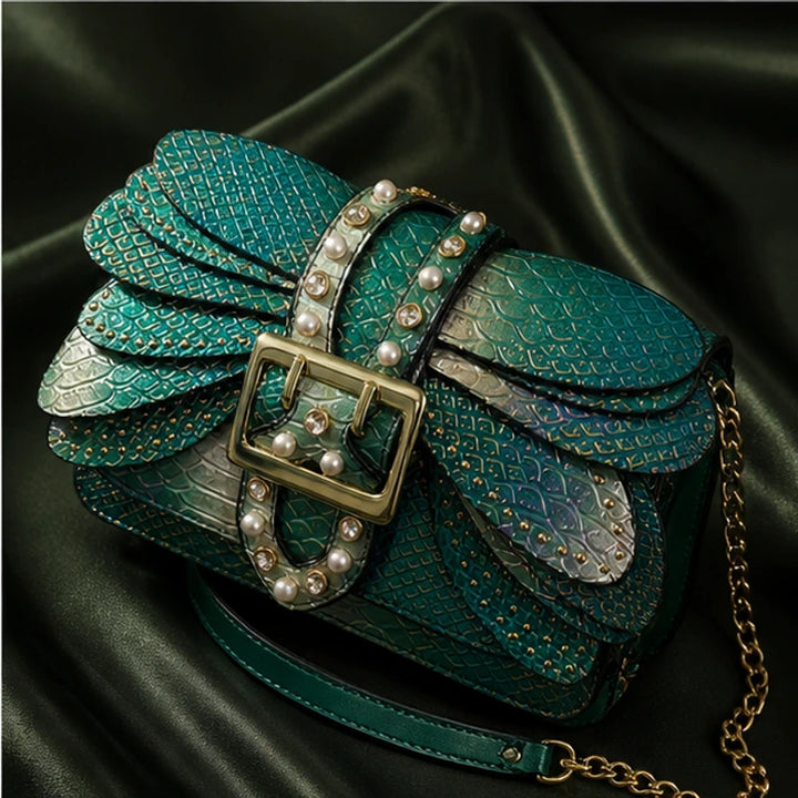 Aeshna Leather Crossbody Bag - Green - structured bag - Brondals - Image 4