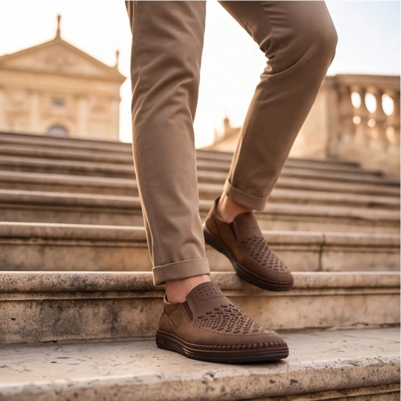 Brunwick Genuine Leather Loafers - Brown - perforated loafers - Brondals - Image 7