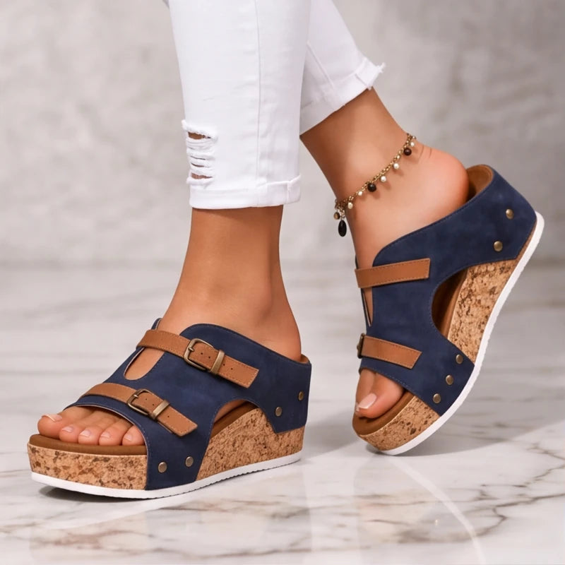 Mellina Platform Sandals - Navy - Shoes - Brondals - Image 1