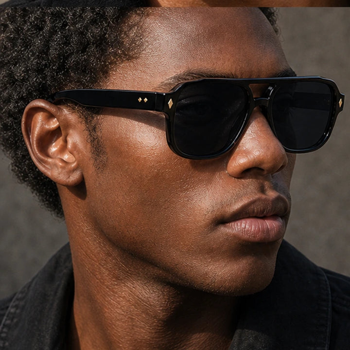 Palma Azure Aviator Sunglasses - Midnight Black - crystal frame - Brondals - Image 7