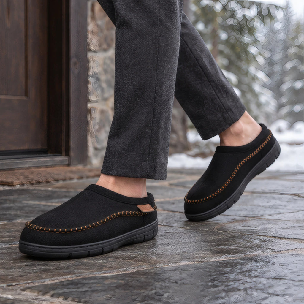 Harlan Men's Fleece Slippers - Black - color_gallery - Brondals - Image 2