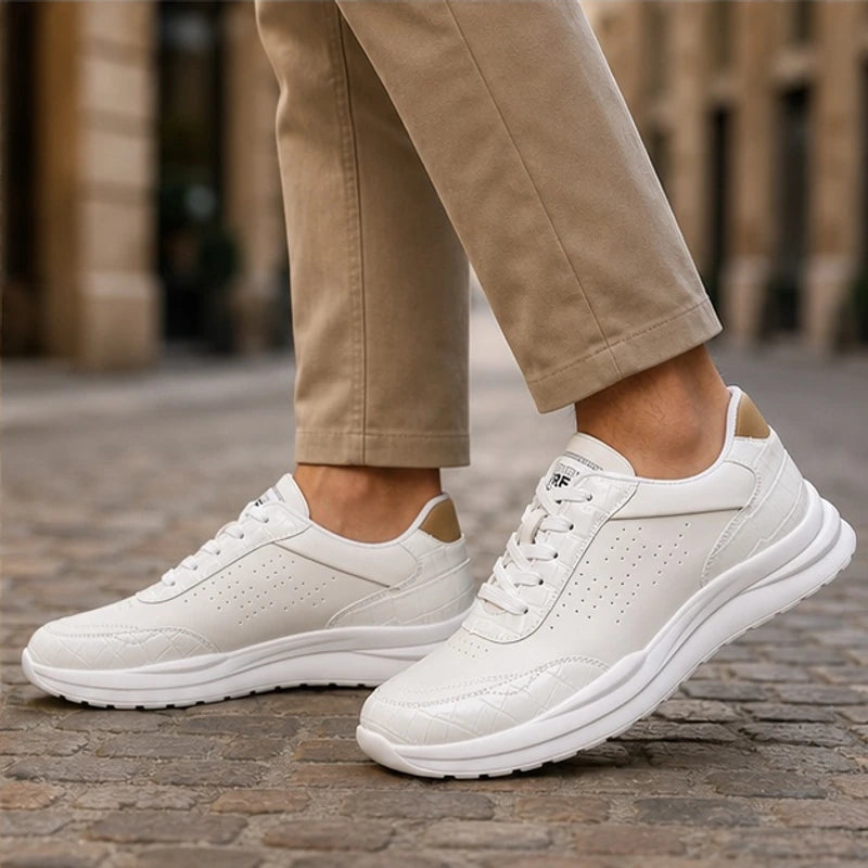 Hayden Contrast Leather Sneakers - White - leather sneakers - Brondals - Image 3